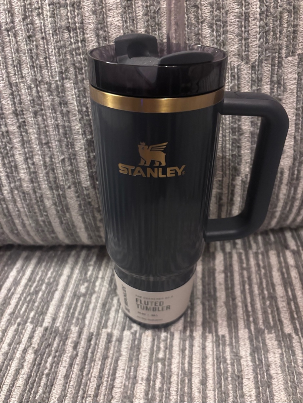 Stanley Navy and Gold Travel Tumbler with Handle